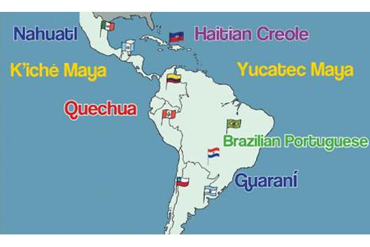 South American map with languages South American map with languages